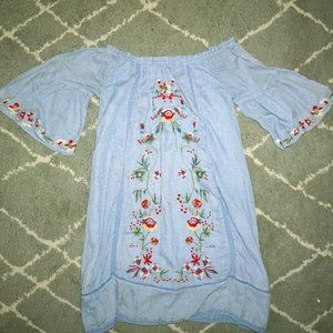 Floral Embroidered off the shoulder dress